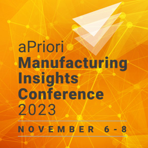aPriori 2023 Manufacturing Insights Conference event logo in orange
