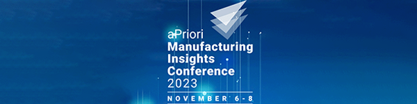 2023 aPriori Manufacturing Insights Conference blue banner