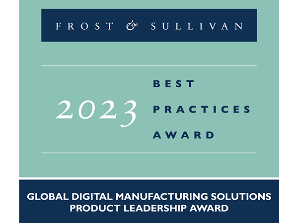 2023 apriori digital manufacturing award logo from frost & fullivan_600x450