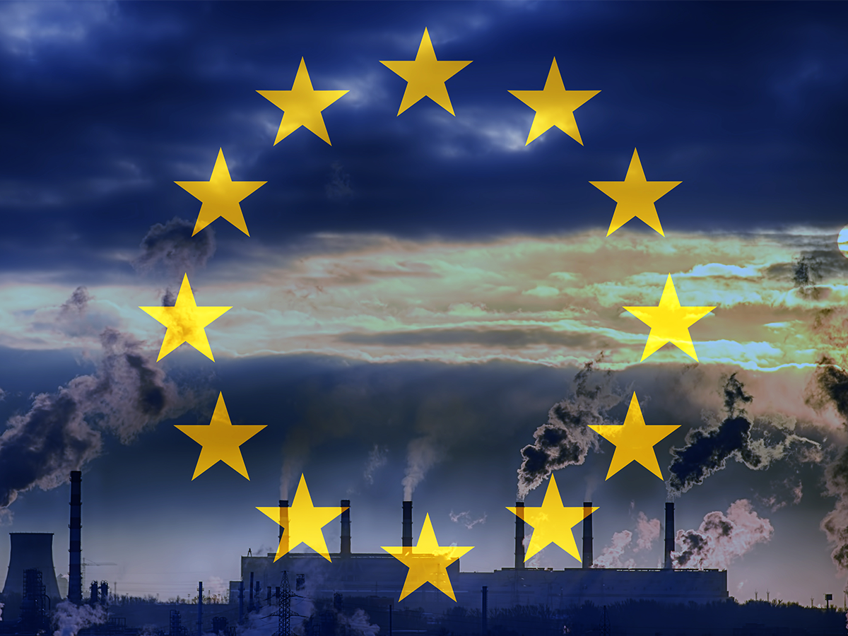 European Commission logo with factory image