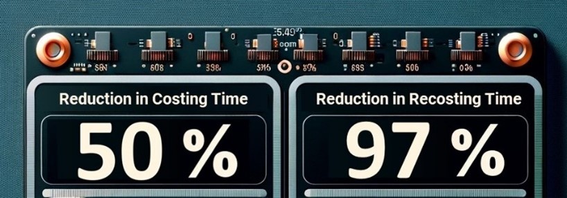 graphic showing reduction in PCBA BOM costing time