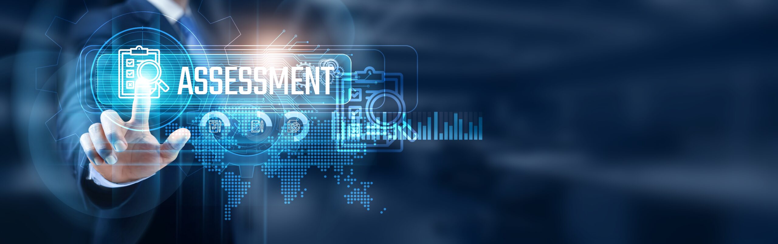 Image of hand digitally assessing KPIs
