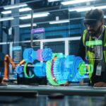 Digital image of machinery that a manufacturing worker is assessing