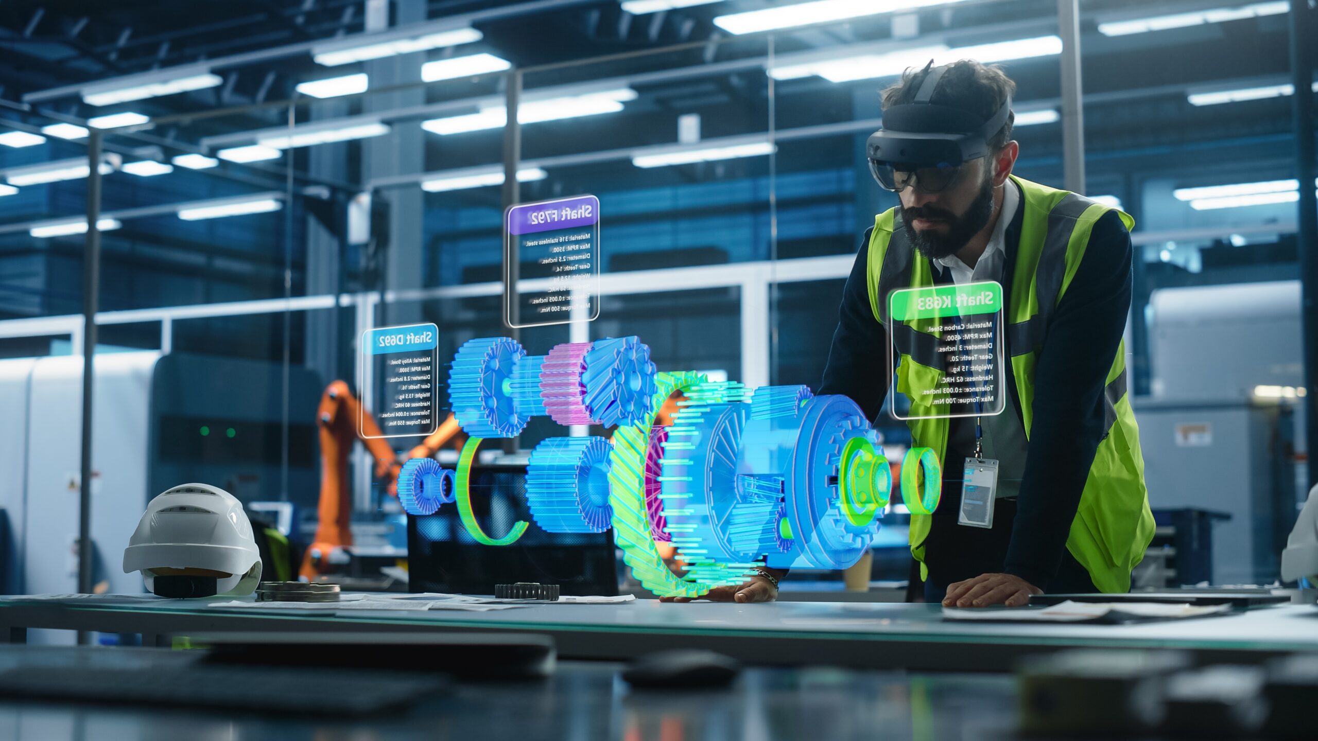 Digital image of machinery that a manufacturing worker is assessing